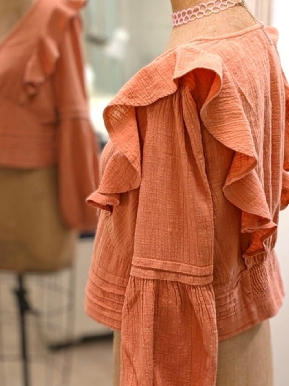 PRIMARK Rust Ruffle Button-Front Crop Top - Unbranded - Picture 4 of 8
